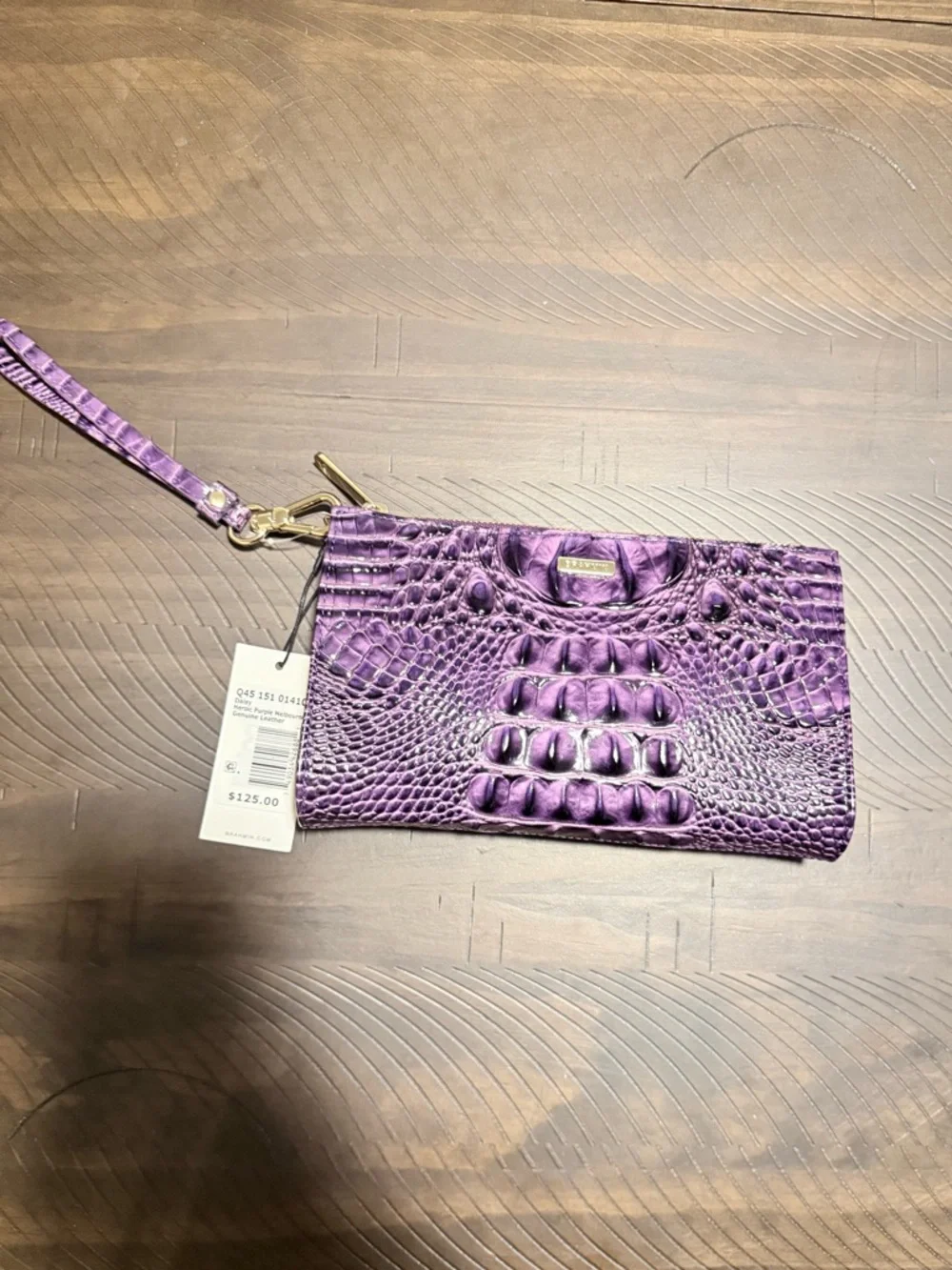 NWT - Brahmin Daisy Wristlet in Heroic Purple w/dustbag & registration card - Picture 1 of 12